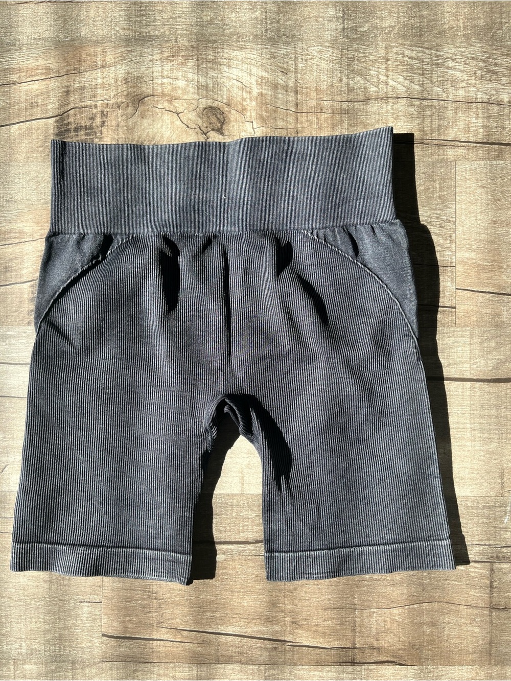 Mono B Ribbed Stretch Shorts - Charcoal